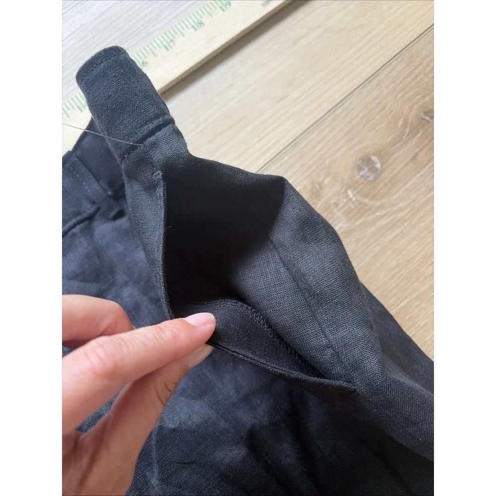 J.Crew 100% Linen Shorts Women's Size Large Black 3